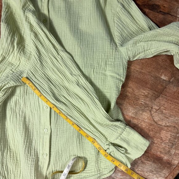 Lush Cotton Gauze Open Back Long Sleeve Top Womens S Chartreuse Boho Cottage - Picture 12 of 12